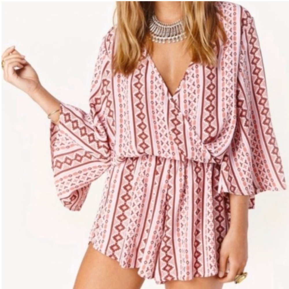 Blue Life Rust Sienna Aztec Print Romper Size Small